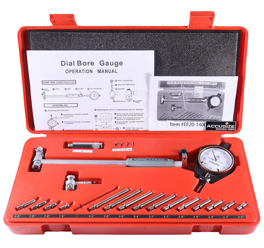 Accusize Industrial Tools Dial Bore Gauge Set, 1.4-6 inch Measuring Range, 0.0005'' Graduation Interval, Ee20-1406