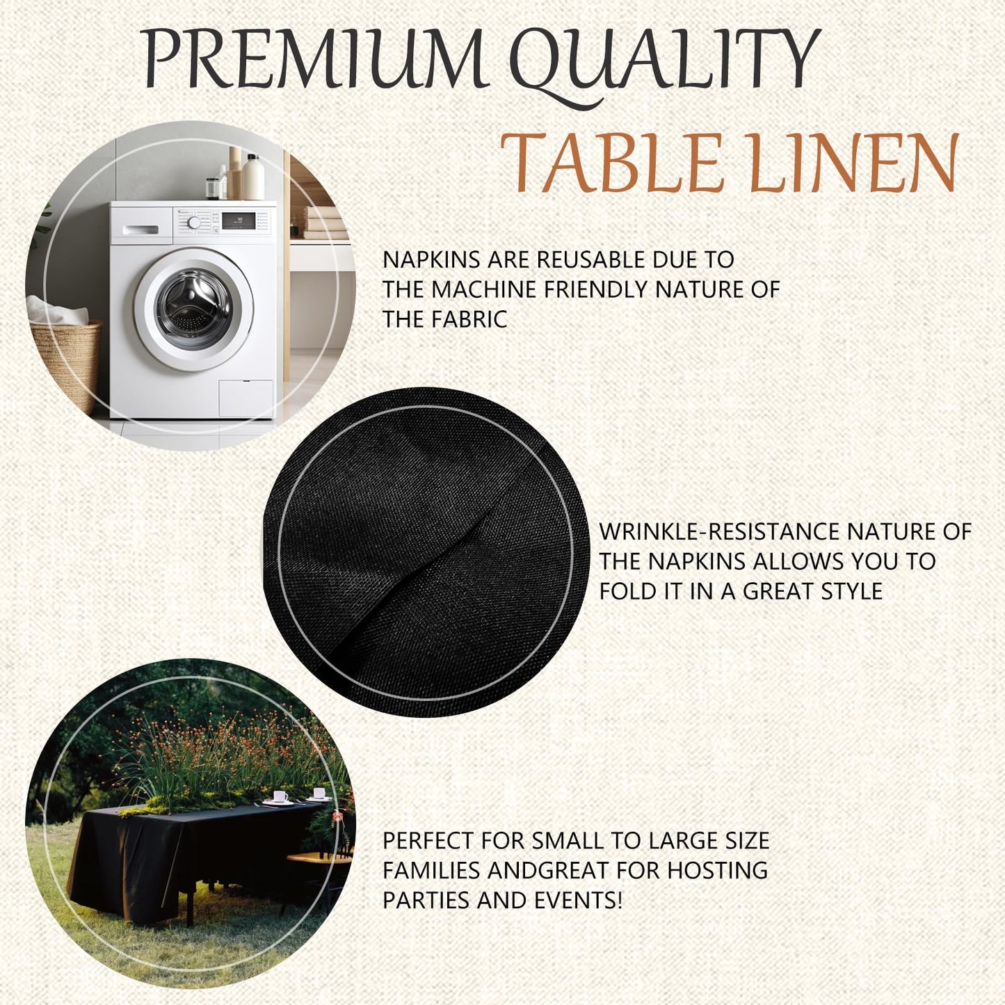 Winwingo 70x120 Table Cloth - 6 Pack Rectangular Black Washable Stain and Wrinkle Resistant Polyester Table Cover for Dining Tables, Various Parties and Camping (Black)