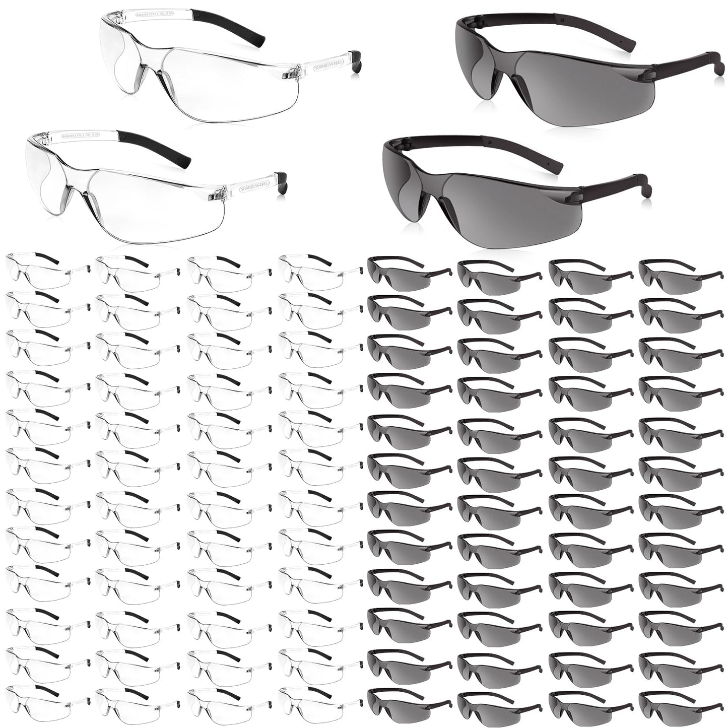 Salfboy Safety Glasses Bulk of 100 ANSI Z87.1 Protective Eyewear Scratch-Resistant for Work, Lab, Construction