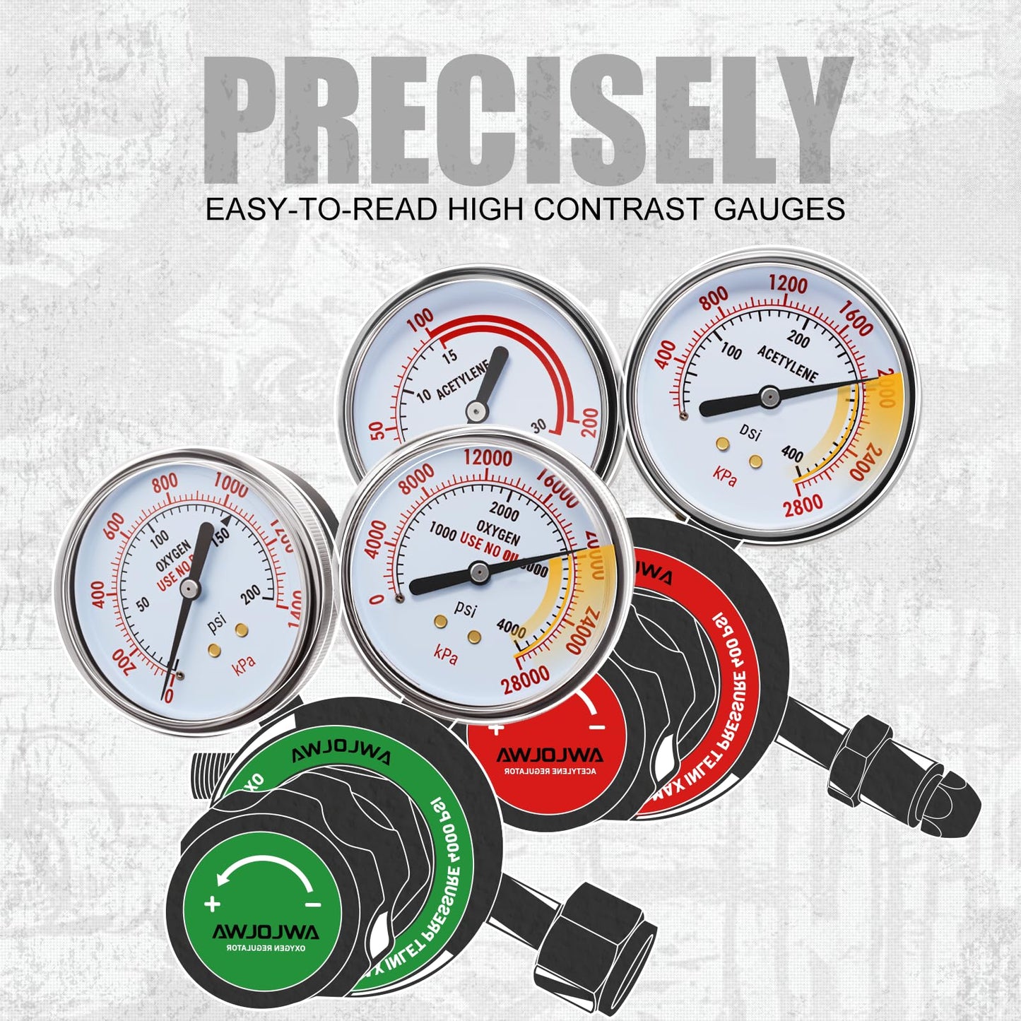 AWLOLWA Oxygen & Acetylene Regulators - Compatible with Medium Duty Welding Gas Torch - CGA540 and CGA510