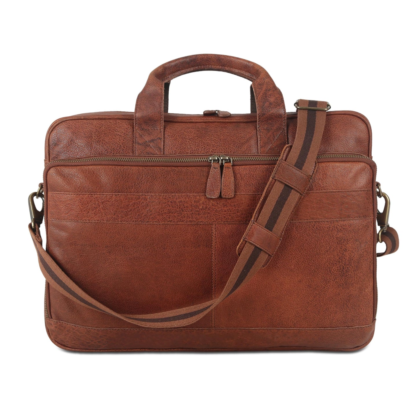 Leather briefcase 18 Inch Laptop Messenger Bags for Men and Women Best Office briefcase Satchel Bag (Wash Tan)