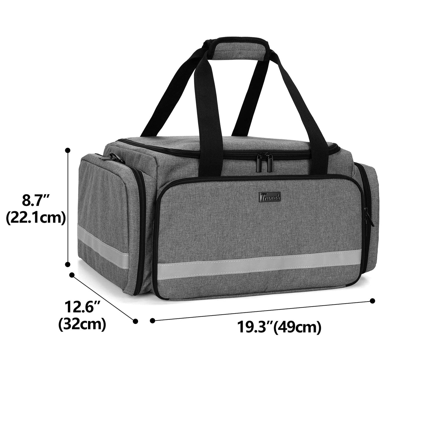 Trunab First Responder Bag Empty, Professional Medical Supplies Bag First Aid Kits Bag with Inner Dividers for Home Health Nurse, Community Care, EMT, EMS, Bag Only, Grey - Patented Design