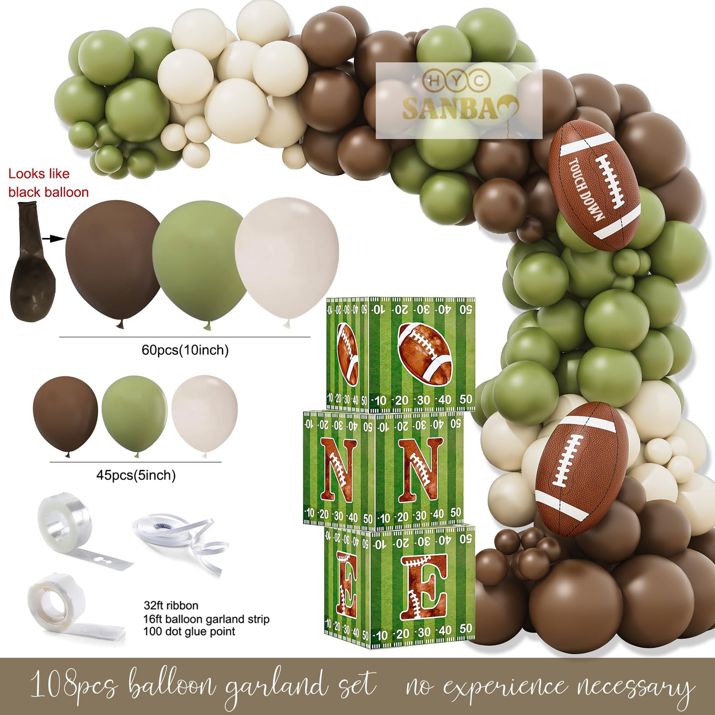 HYCSANBAO Football 1st Birthday Party Decorations，1st Year Down Birthday Decorations，First Year Down Football Birthday Decorations Party Supplies