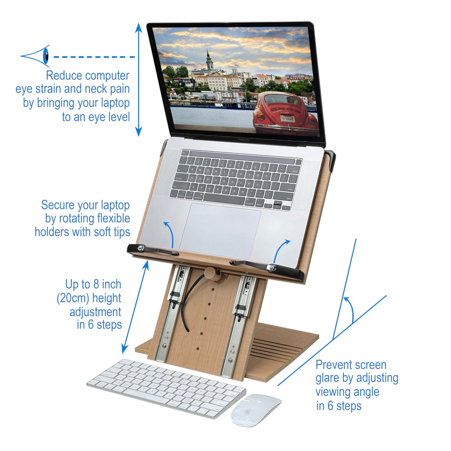 A+ Book Stand BS2500PRO XL Super Heavy Duty 15.4x10.5 Portable Height Adjustable Foldable Eye Level Bookstand Holder for Reading Hands Free Large Thick Heavy College Textbooks Tablets Neck Pain Free