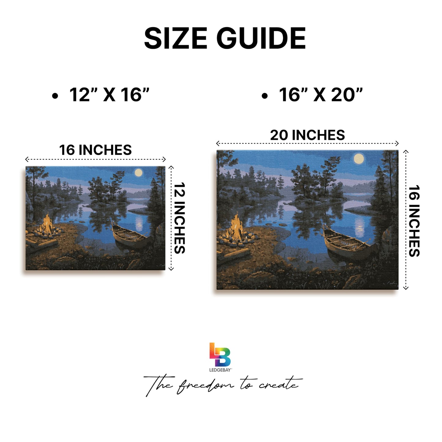 Ledgebay Framed Paint by Numbers Adult Kit Beginner to Advance Color By Number Fun DIY Arts & Crafts Acrylic Paint (Moonlight Bay 12" x 16" Framed)