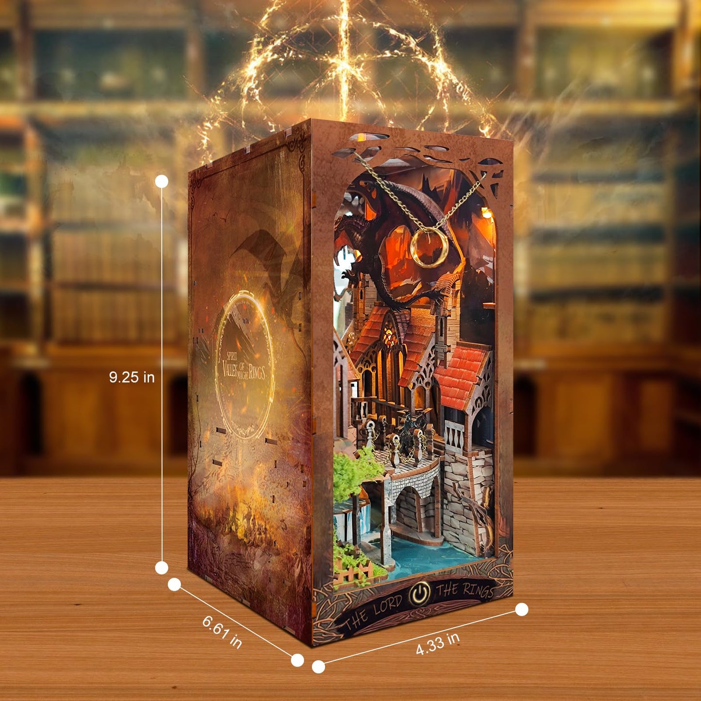DIY Book Nook Kit,New DIY Dollhouse Booknook Bookshelf Insert Decor,3D Wooden Puzzles with LED,Book Nook Miniature Kit,Birthday Easter Home Decor for Teens Adult (Spirit Valley of The Magic Ring)