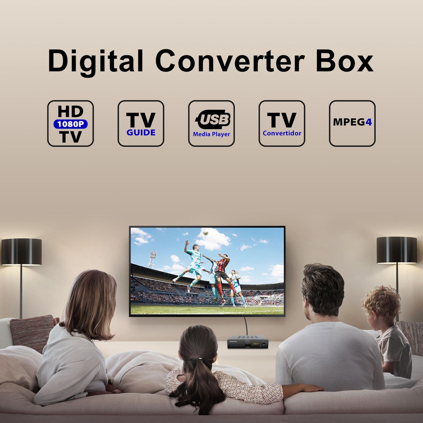 2024 Version Digital TV Converter Box, ATSC Digital Converter Box with TV Tuner, TV Recording, USB Multimedia Function, 1080P HDMI Output, Metal Case, Clear QAM, by Mediasonic HomeWorx (HW250STB)
