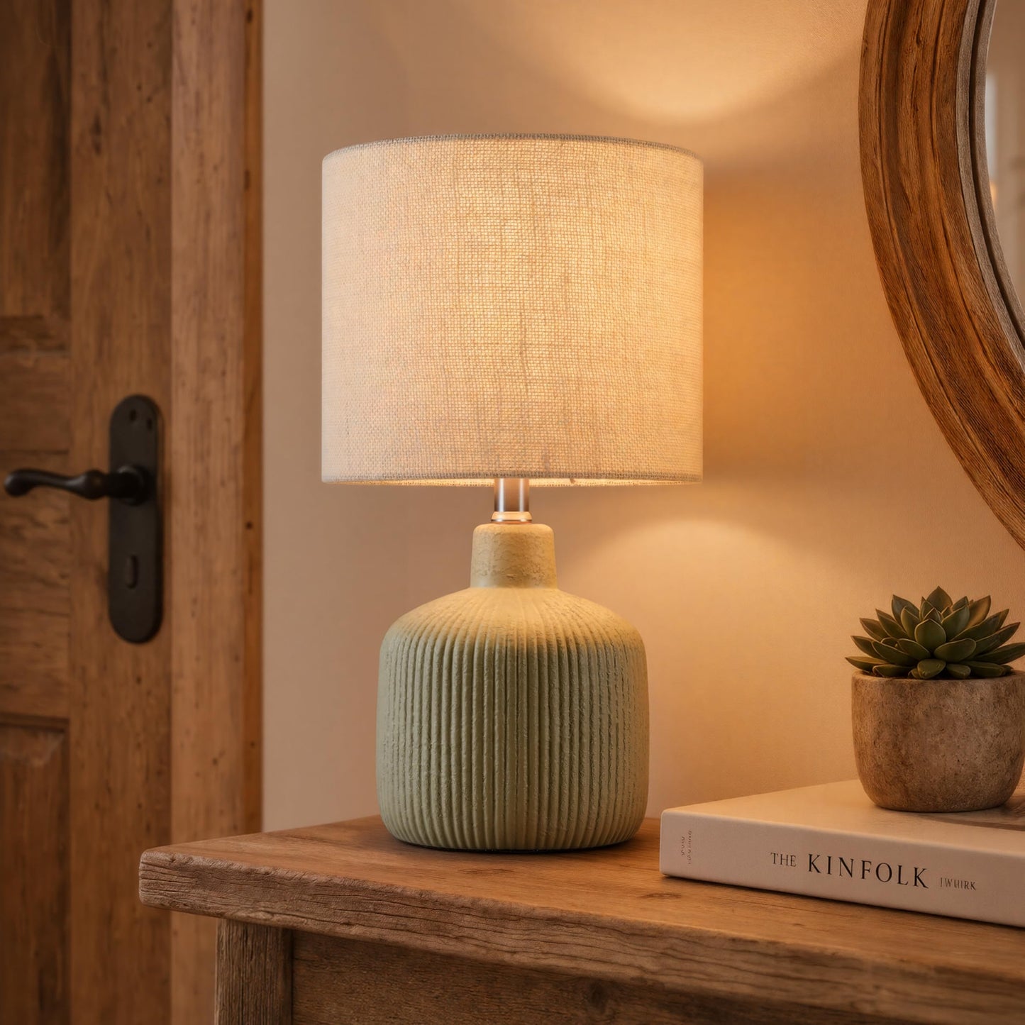 KAWOTI Ceramic Table Lamp, Off-White, 17.75"