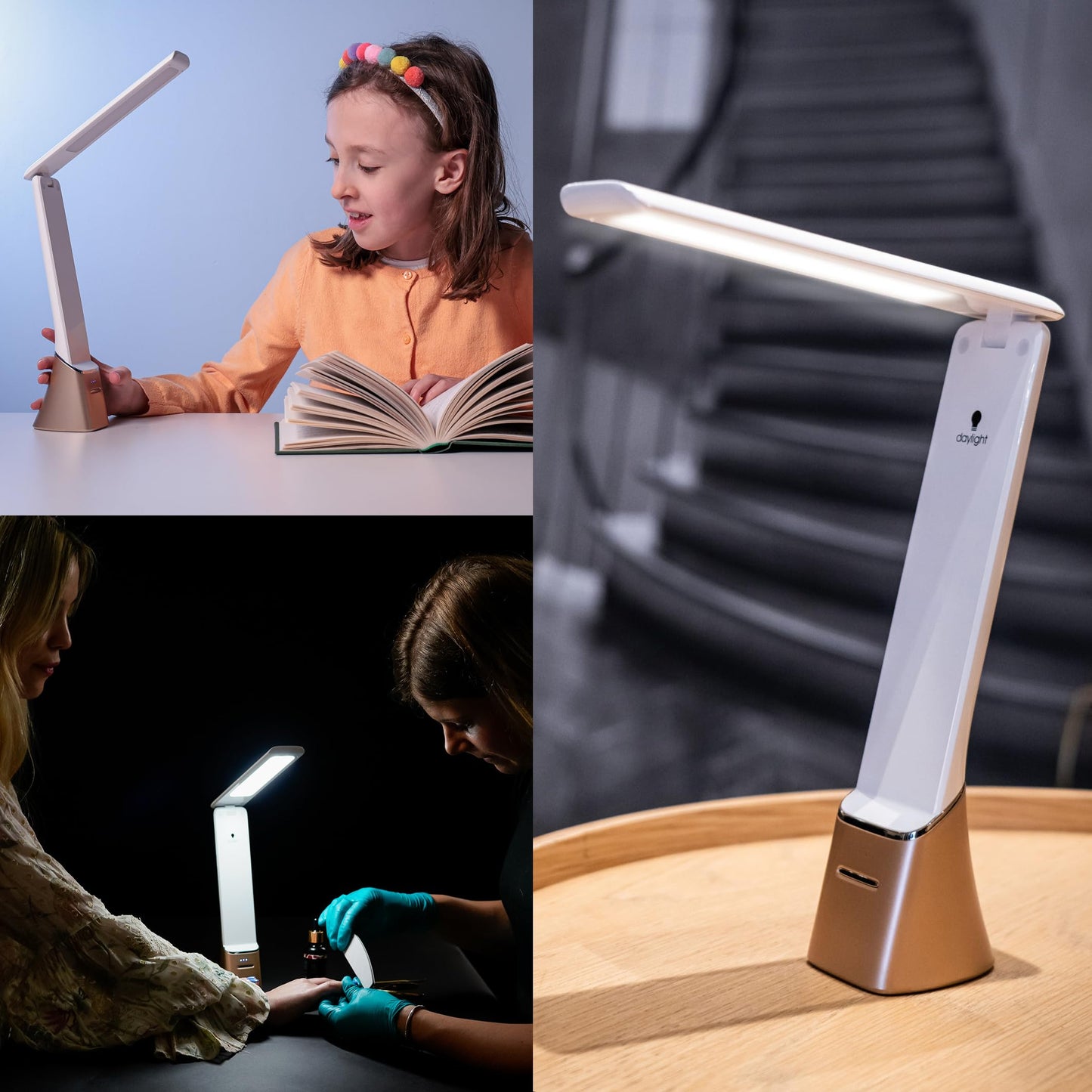 Daylight Company Smart Go Portable Lamp, Ideal for Reading, Light Therapy, Everyday Tasks, Crafts, Desk Work, DIY, Led, Chargeable lamp, 95+ CRI, 1 Count (Pack of 1), White