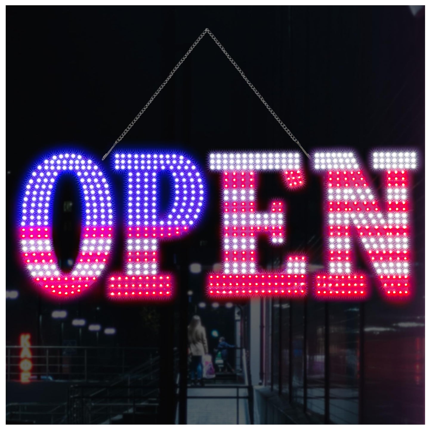 Open Signs for Business,40x14 inch USA Flag Open Sign Led for Window Wall Door w/Remote Control Bar Cafe Salon Barber Resturant Retail Store