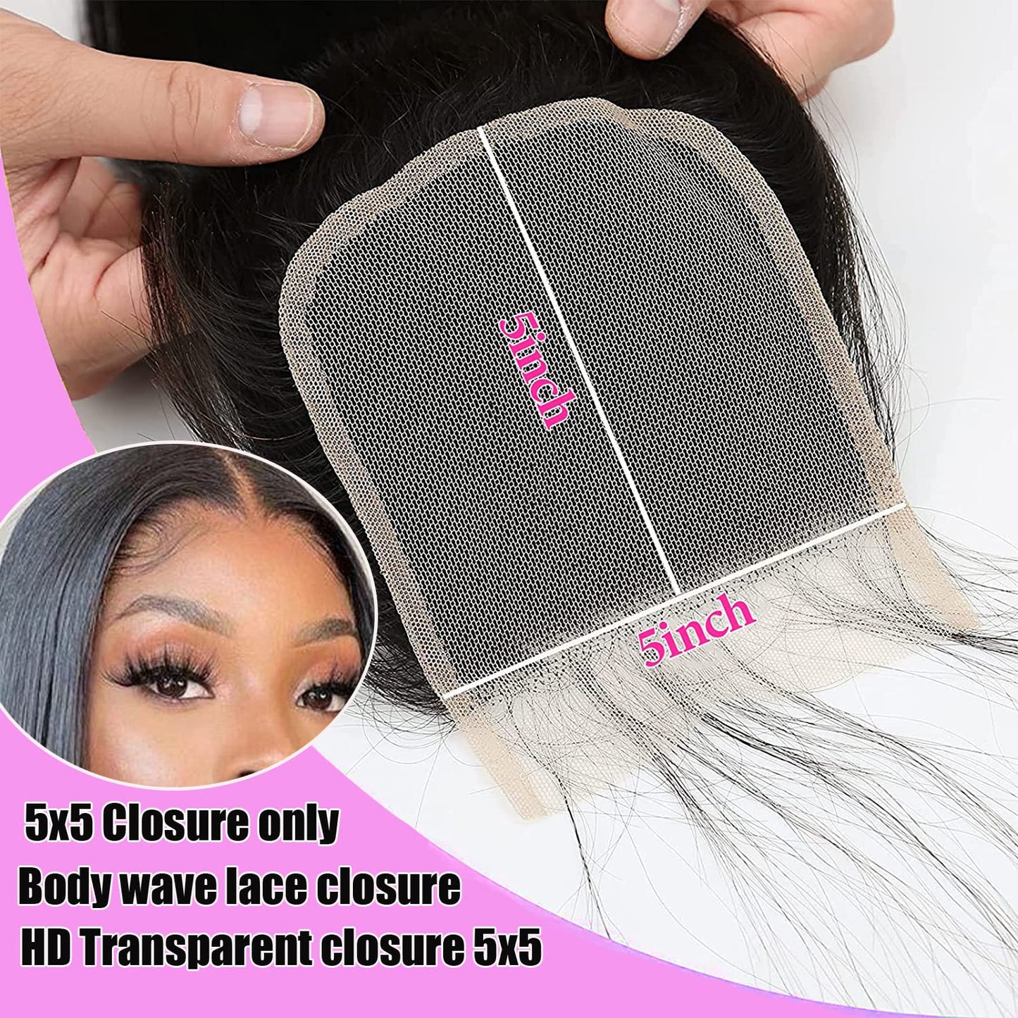 Liangya Hair 5x5 Lace Closure Hd Transparent Body Wave Frontal Closure 12A Virgin Remy Human Hair Closure Real Hd Transparent Lace Closure Pre Plucked With Baby Hair Natural Black Color(16inch)