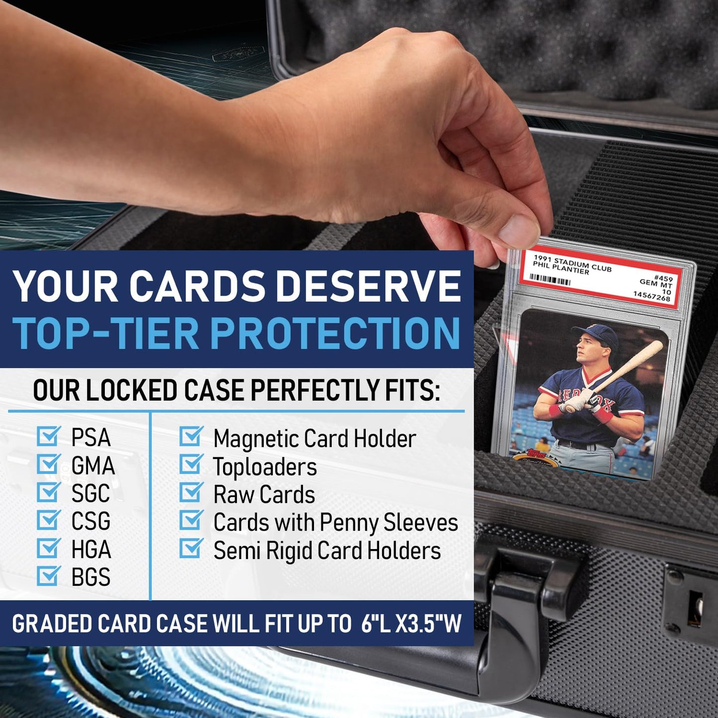 Premium Black 4 Row PSA Slab Case For Graded Cards | Graded Card Case Storage Box, Sports Card Cases, Baseball & Football Cards Cases, TCG Collector Slab Box Holder For PSA, BGS, SGC & More.