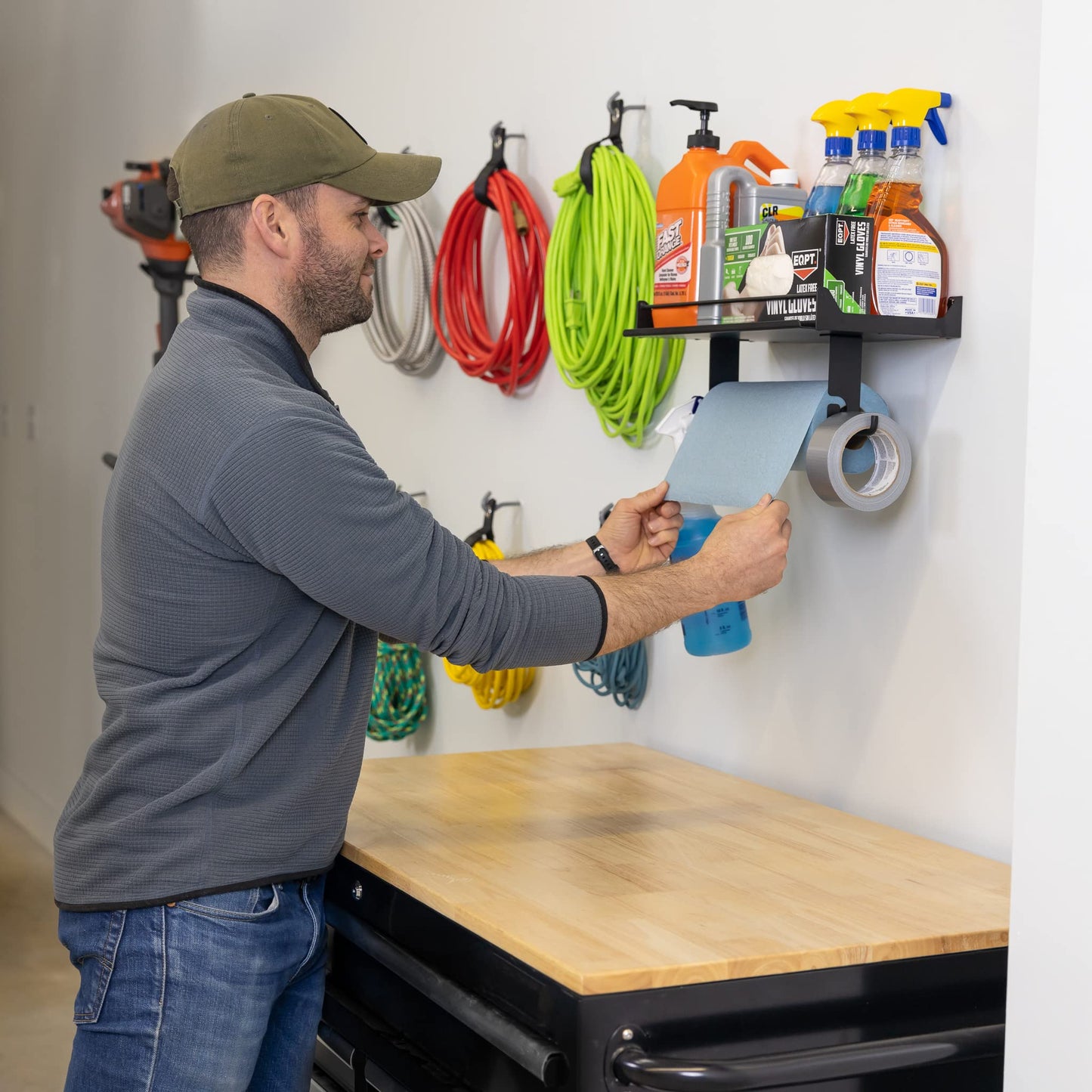 StoreYourBoard The Original Quick Clean Garage Paper Towel Holder, Wall Mount Shelf, One-Hand Tear, Garage Organization and Storage Rack Holds 50 lbs