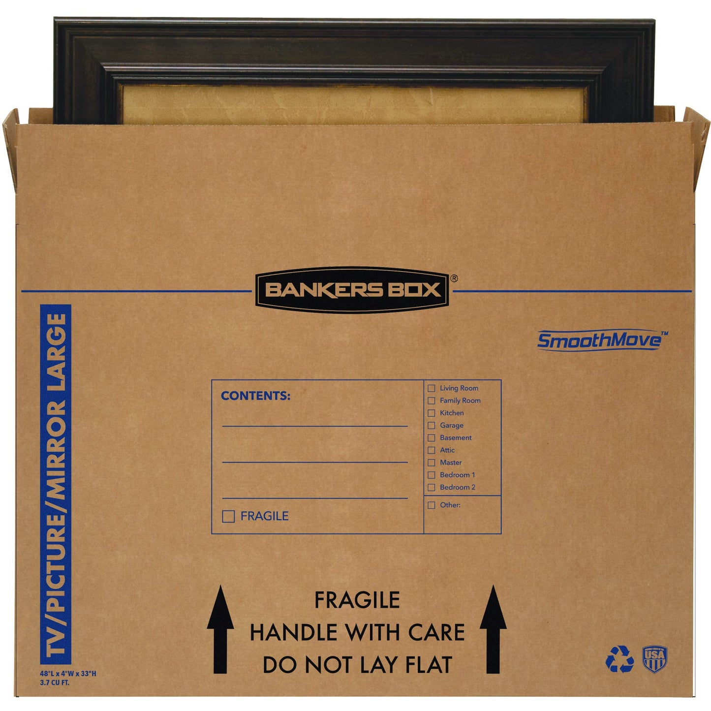 Bankers Box Large, Up to 55" TV/Picture/Mirror, Moving Box 4 Pack, 48" x 4" x 33", Cardboard