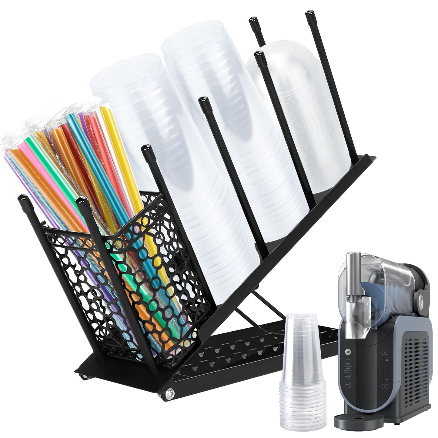 AODPWEN Cup and Lid Holder for Ninja Slushie Accessories, Adjustable Coffee Cup Holder Organizer for Ninja SLUSHi with RapidChill Technology