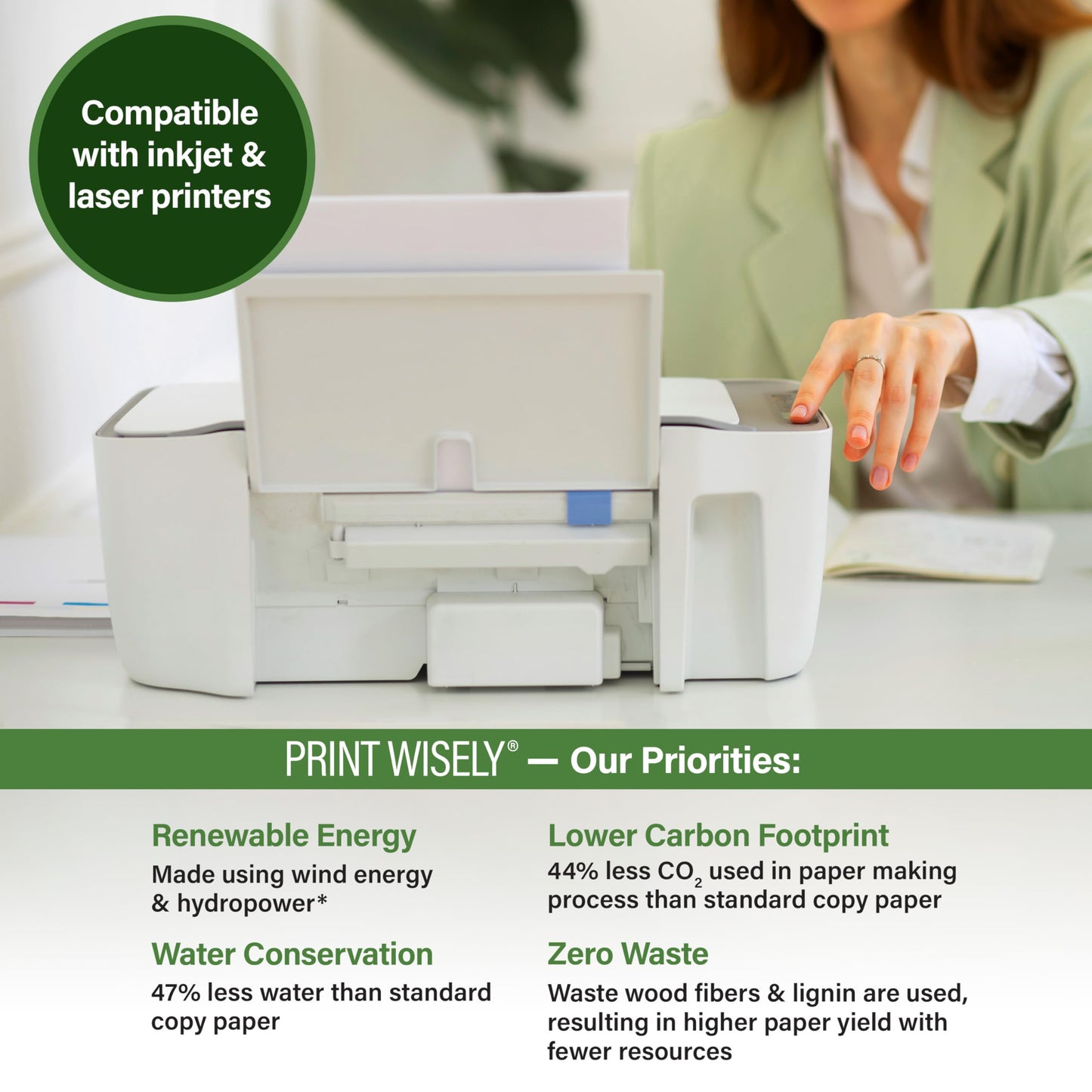 Elementree Paper Case 8.5" x 11" – Sustainable Made from Sawmill Waste – 20 lb Copy & Multipurpose Computer Paper – 2500 Sheets – Made in the USA - Printer & Copier Compatible (00021)