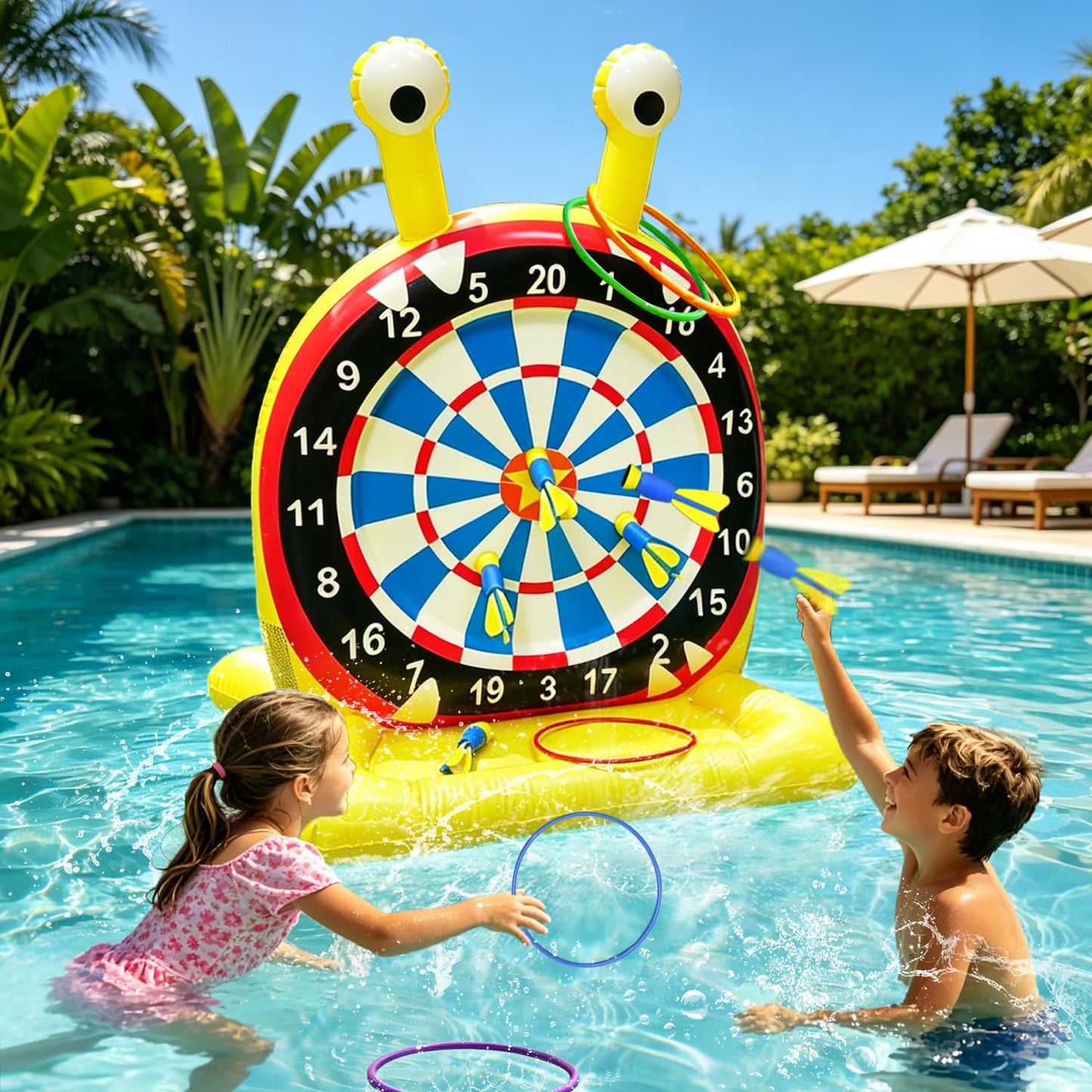 Pool Toys for Kids, Monster Inflatable Dart Board Pool, Pool Games for Beach & Backyard, Summer Water Toys for Kids Ages 8-12, Teens & Adults