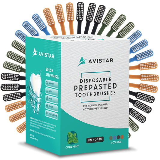 80 Prepasted Disposable Toothbrushes Individually Wrapped - Single Use Pre Pasted Disposable Toothbrushes with Toothpaste Built In - Waterless Toothbrush for Travel, Airbnb Guests, Hotel, & Camping
