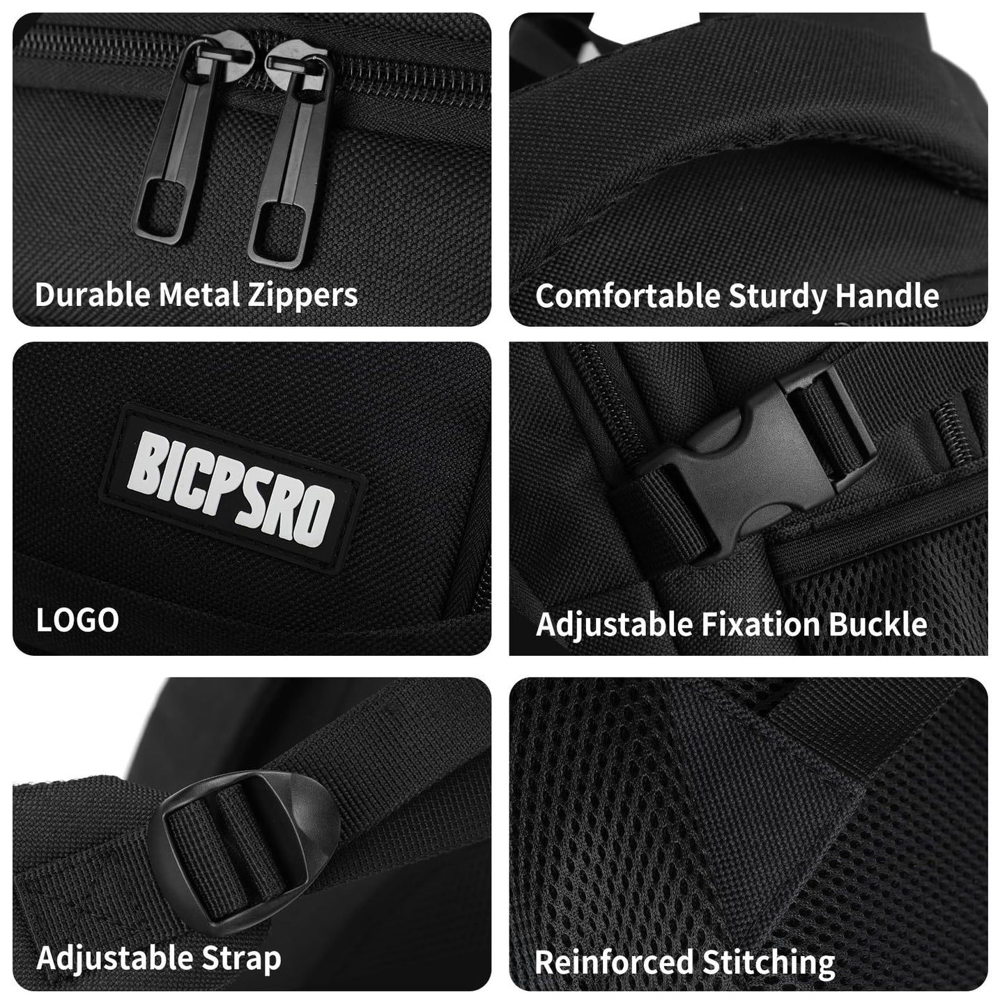 BICPSRO Backpack for Men Women, School Backpack for Boys Girls Teens, Work Business College Backpacks with Reinforced Straps, Black Student Bookbag Fits 17.3 Inch Laptop with Reinforced Straps, Gifts