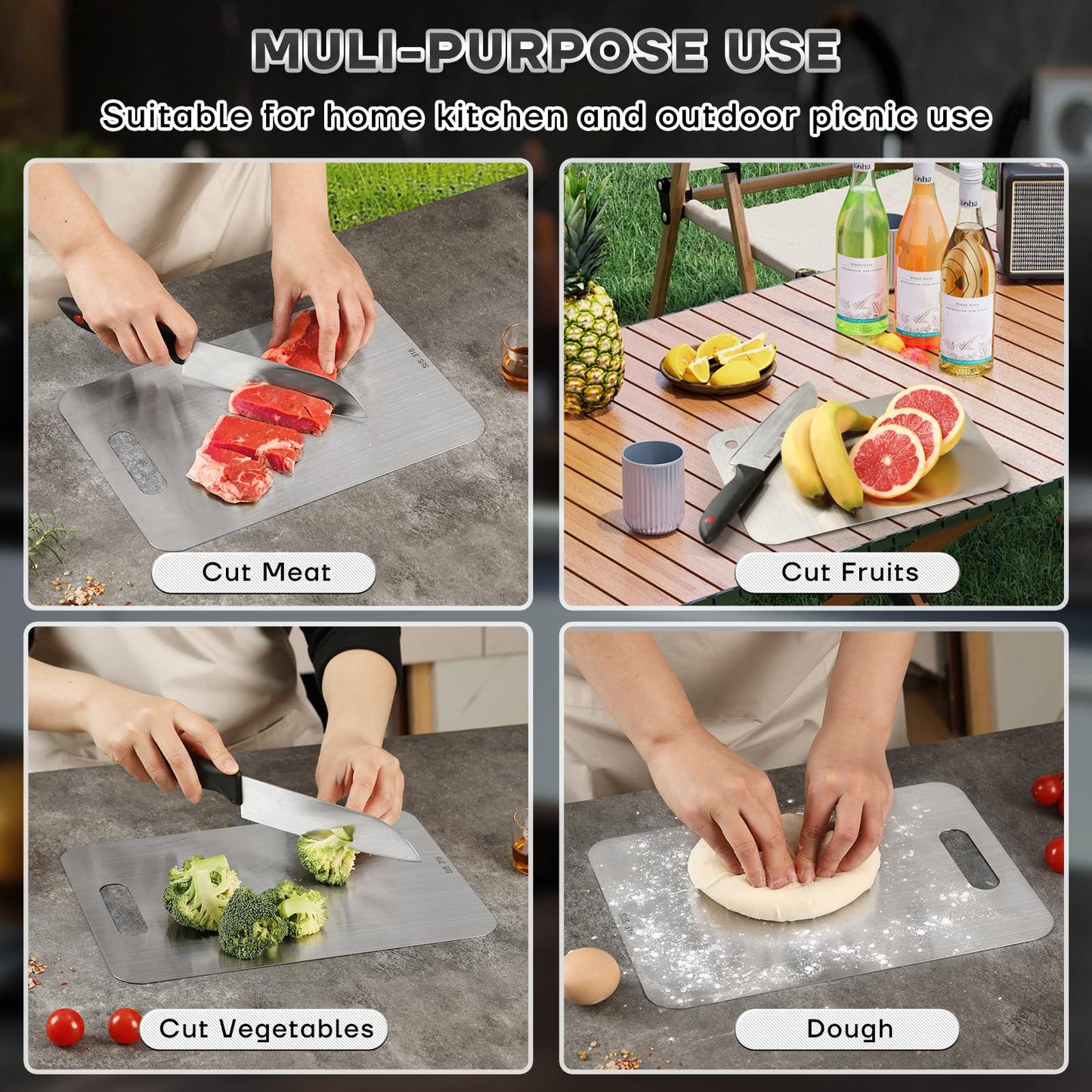 Titanium Cutting Boards for Kitchen Cutting Board set Double Sided Non Toxic Chopping Board,Dishwasher Safe(3PC-S+L+XL)