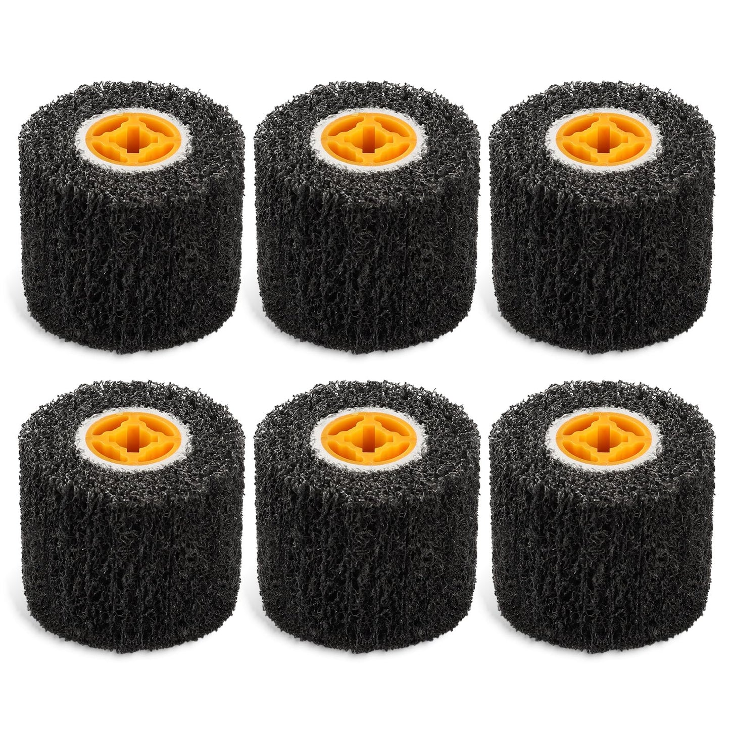 Rocaris 6 Pack Abrasive Drum Paint and Rust Remover, 40 Grit Abrasive Wheel Wire Drawing Polishing Wheel for Wood Metal Surface Polishing, 4.5" x 4"