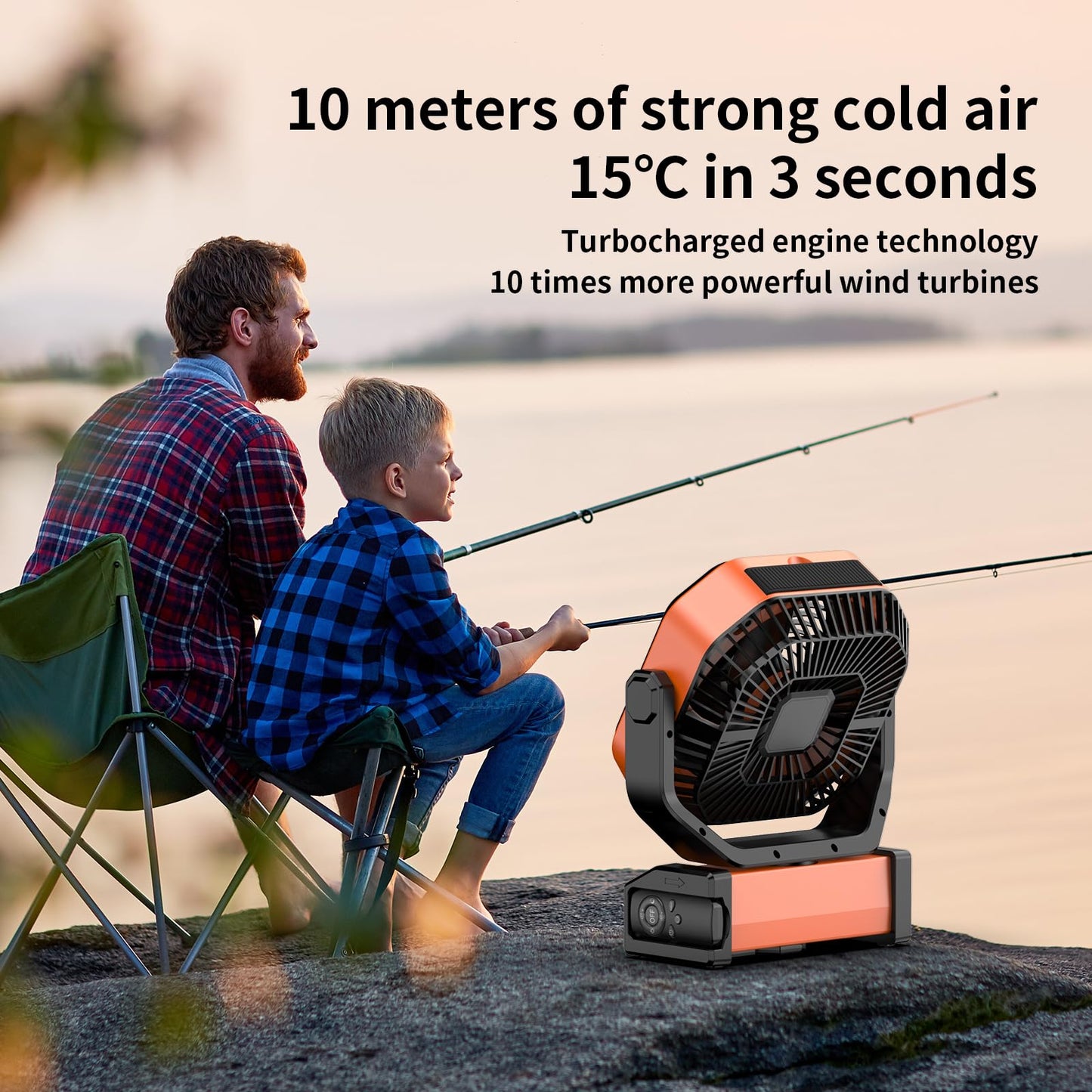 Socool Camping Fan with Light - 20000mAh Rechargeable Battery Fan, 112Hrs Max Run Time, 9 Speeds, Digital Display, Timer, Auto Oscillation, 270° Pivot & Hook for Camping, Power Outage, Hurricane