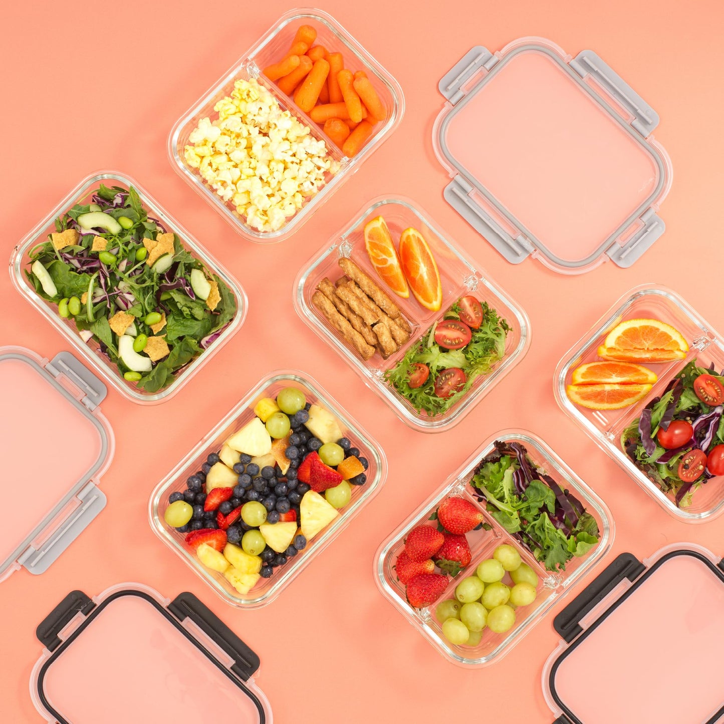 JoyJolt Glass Food Storage Containers with Lids. 5 Pack Glass Meal Prep Containers Reusable 35oz Single Compartment Airtight Container Set. Lunch Containers for Adults and Kitchen Storage Containers