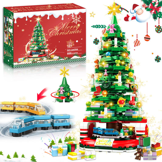 Christmas Tree Building Set for Kids, Christmas Tree 2025 Collectible Holiday Building Block Home Decor, Ornaments for Boys, Girls and Adults, 888Pcs, Deep Green