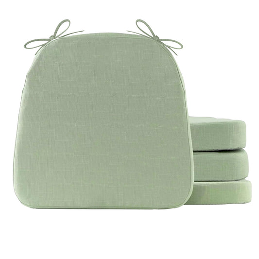Battilo Chair Cushions for Dining Chairs with Ties, Indoor/Outdoor Kitchen Chair Pad with Non-Slip Backing, Dining Seat Cushion with Machine Washable Removable Cover, 16"x16"x2", Set of 4, Sage Green