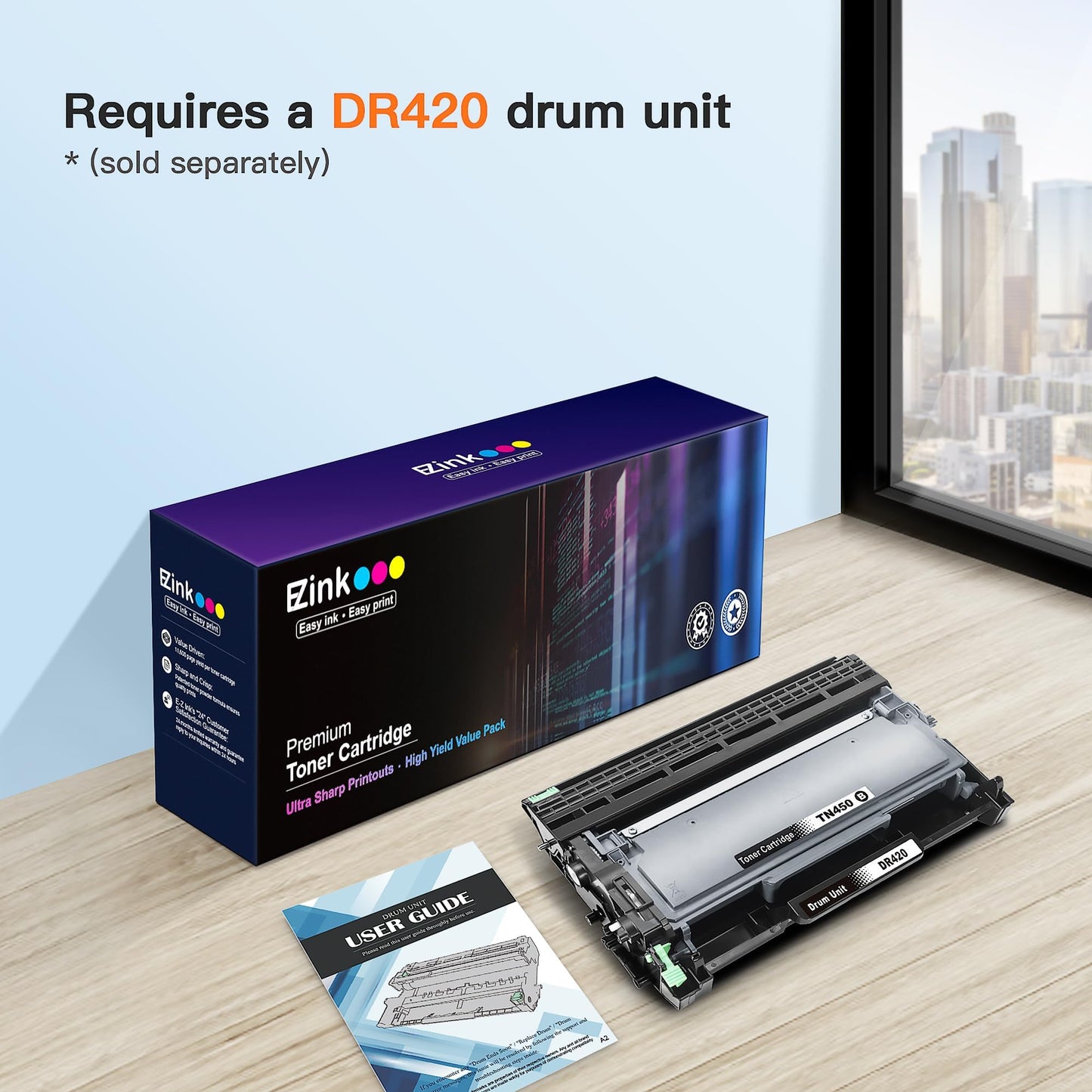 E-Z Ink Compatible Toner Cartridge and Drum Unit Replacement for Brother TN450 TN420 DR420 to use with HL-2270DW HL-2280DW HL-2230 HL-2240 MFC-7360N MFC-7860DW 2840 2940 (2 Toner 1 Drum) 3 Pack
