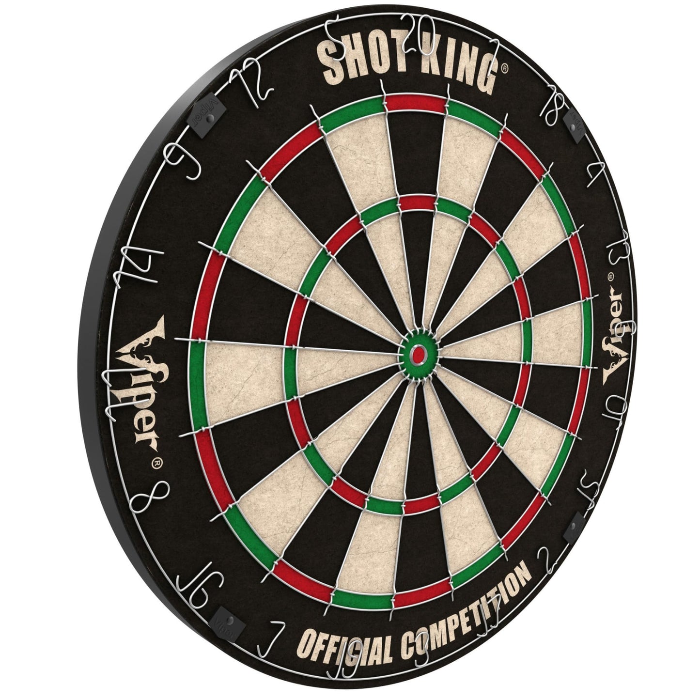 Viper by GLD Products Shot King Regulation Bristle Steel Tip Dartboard Set with Bullseye Metal Radial Spider Wire Compressed Sisal Board with Rotating Number Ring Includes 6 Darts Black