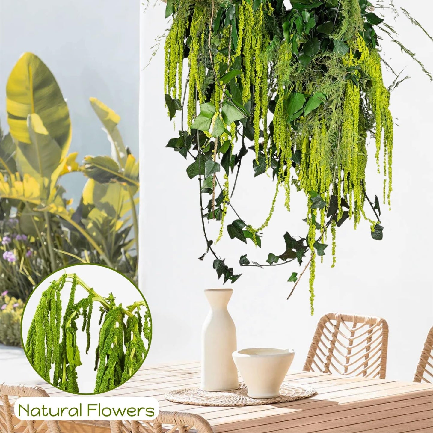 15Pcs Neon Green Preserved Hanging Amaranthus Flowers - 23" Cascading Dried Flower Tassels for Wedding Arch, Backdrop Installations, Vase Arrangements & Home Decor