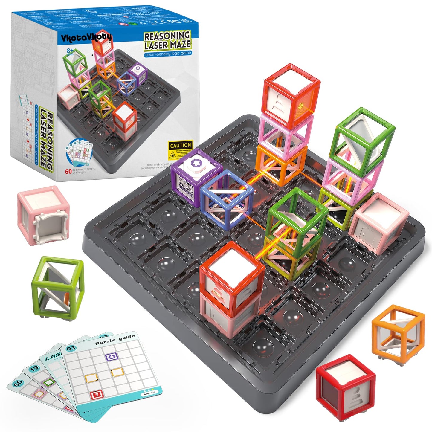 VkotaVkoty Reasoning Laser Maze, Ultimate STEM Toy for Boys Age 8-12, Logic Game with 60+ Challenges, Perfect 8-12 Year Old Boy Birthday Gift to Cultivate Spatial Planning & Scientific Exploration