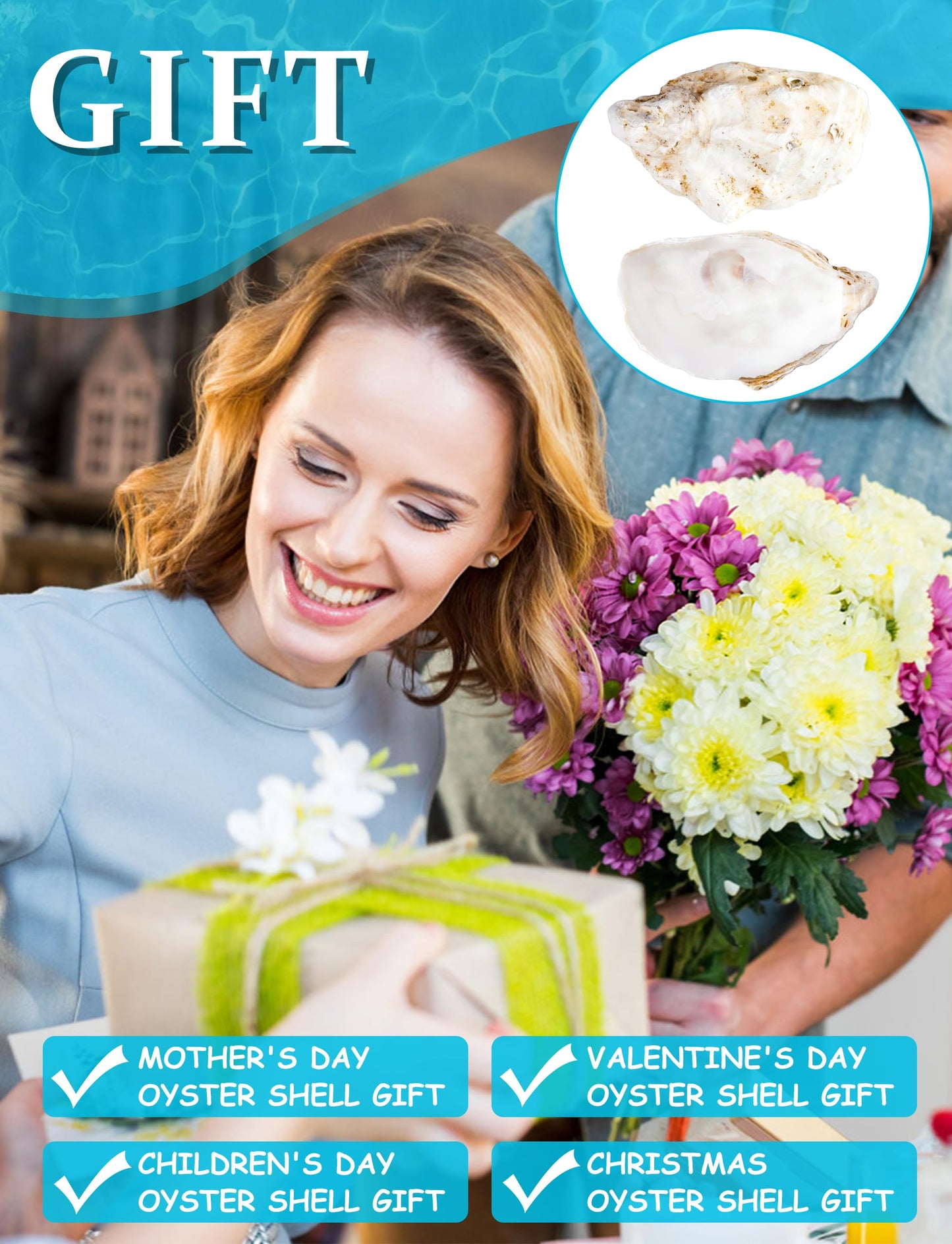 30Pcs Oyster Shells for Crafts， 4"-5" Large Oyster Shell for Crafts，Oyster Shells for Christmas 、Painting、 Beach Themes、 Wedding, Home Shells for Decoration and Sea Shells for Crafting