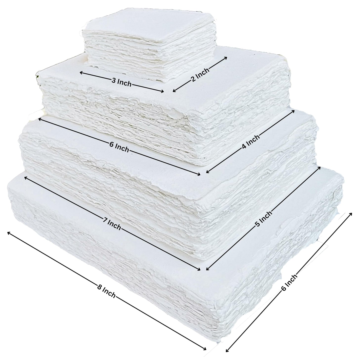 Handmade Cotton Paper with Deckle Edge Recycled Cotton Rag Mixed Media Card Stock for Watercolor, Writers, Invitations, Crafts (6x8 inch "A5", 150gsm, 50 Pack)