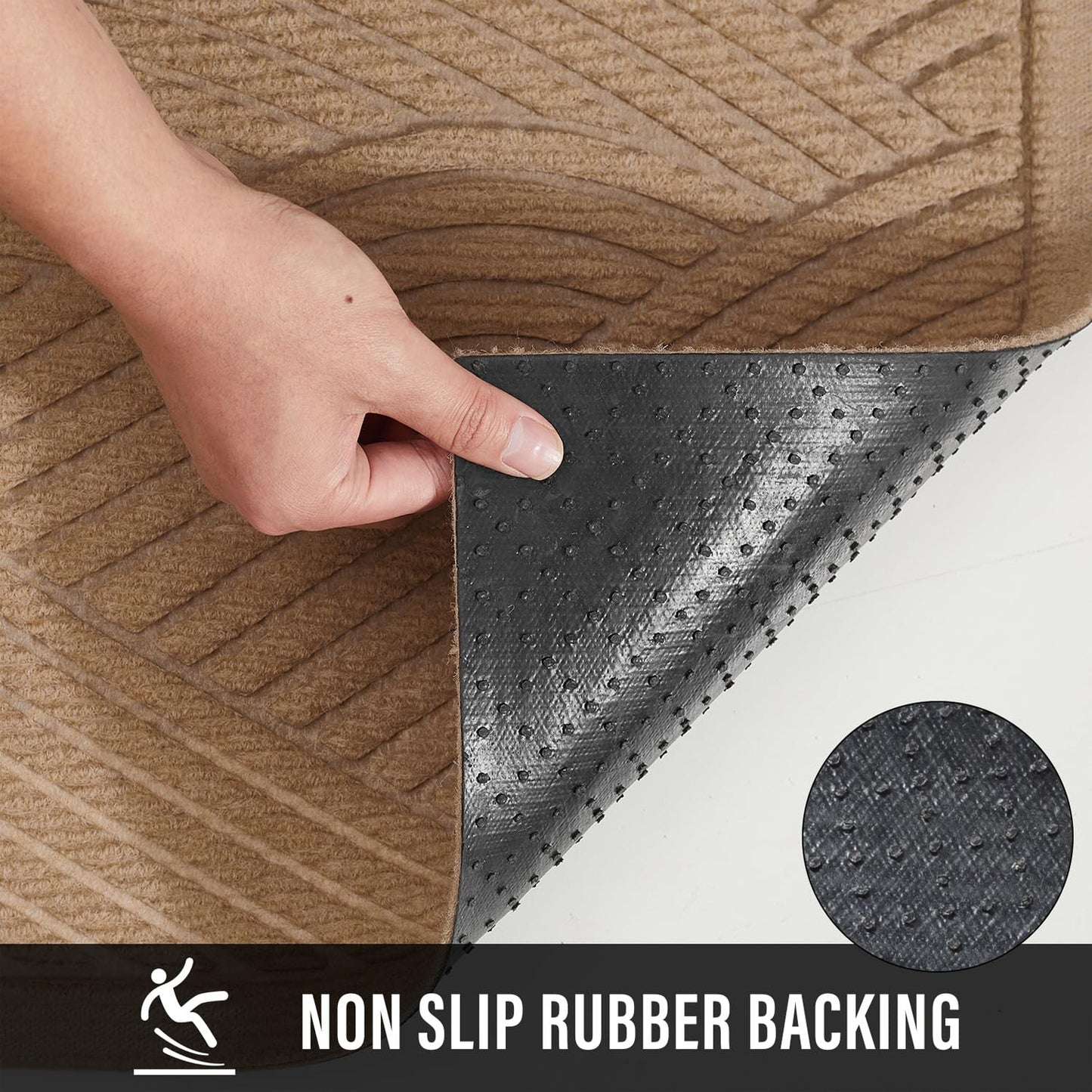 HIYARD Sturdy Front Door Mat, Absorbent Muddy Dirt Resist Welcome Door Mats Outdoor Indoor, Stain and Fade Resistant, Non-Slip Backing Entry Mat Low Profile Doormat for Entryway, 47×32, Beige