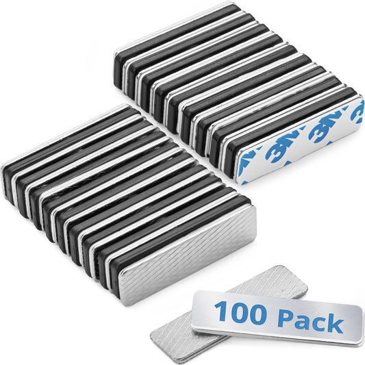 EcoEarth Adhesive Two-Piece Design Name Tag Magnets (100 Badge Holders, 1.75 x 0.5 inches) with 3 Extra-Strong Neodymium Magnets for ID Badge Holders