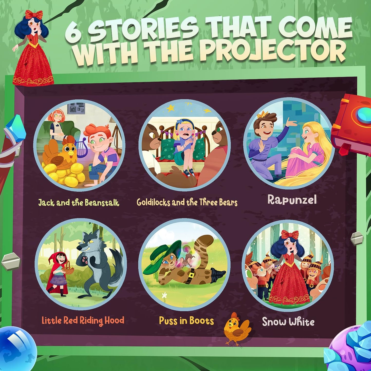 SMILESSKIDDO Book Projector for Kids - Storytelling Projector Bedtime Stories, 6 (Fairy Tale) Discs with Clear Projection, Educational Gift Story Toys for 3 4 5 6 Year Old Boys & Girls