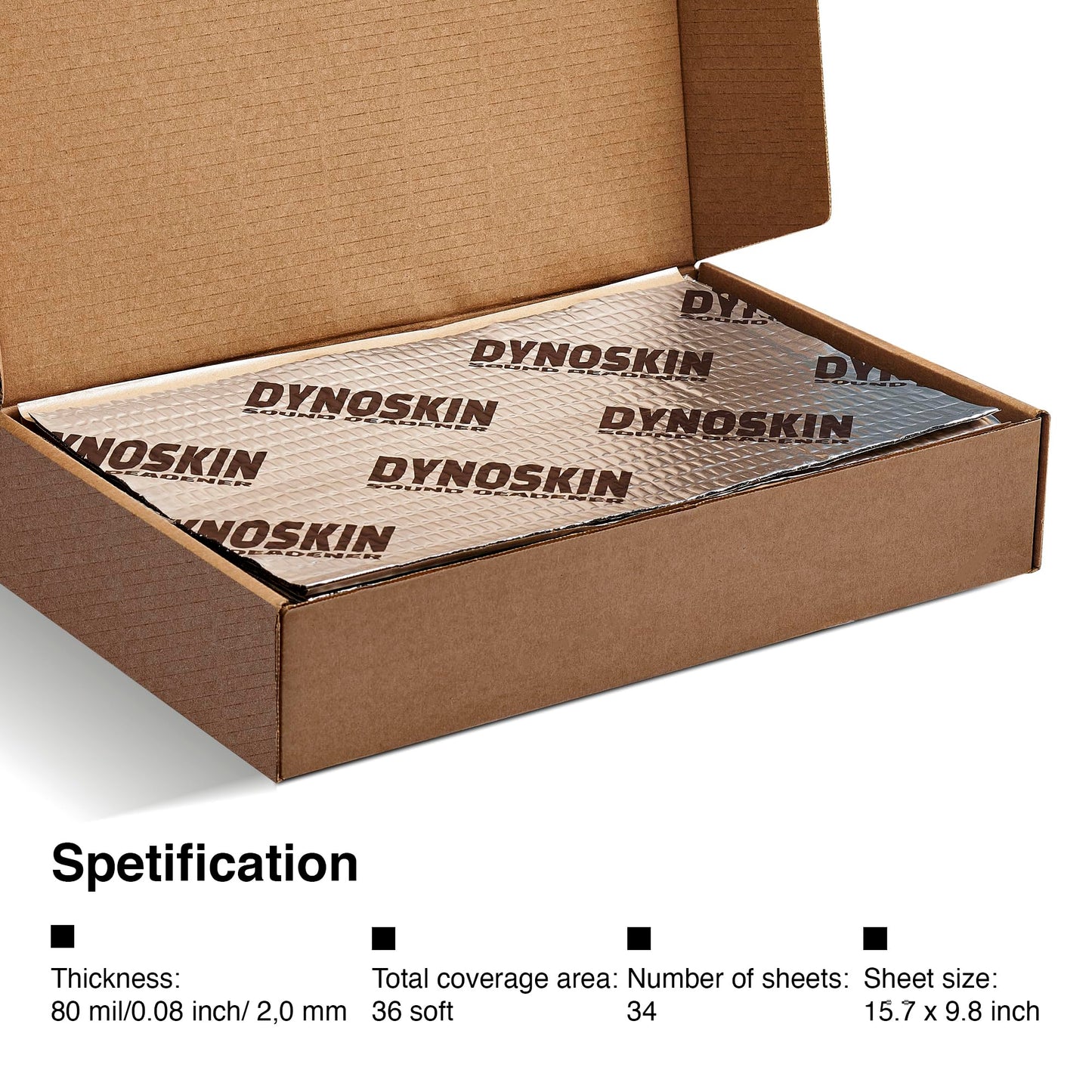 Dynoskin 80 mil 36 sqft Car Sound Deadening Mat, Butyl Automotive Sound Deadener, Audio Noise Insulation and dampening