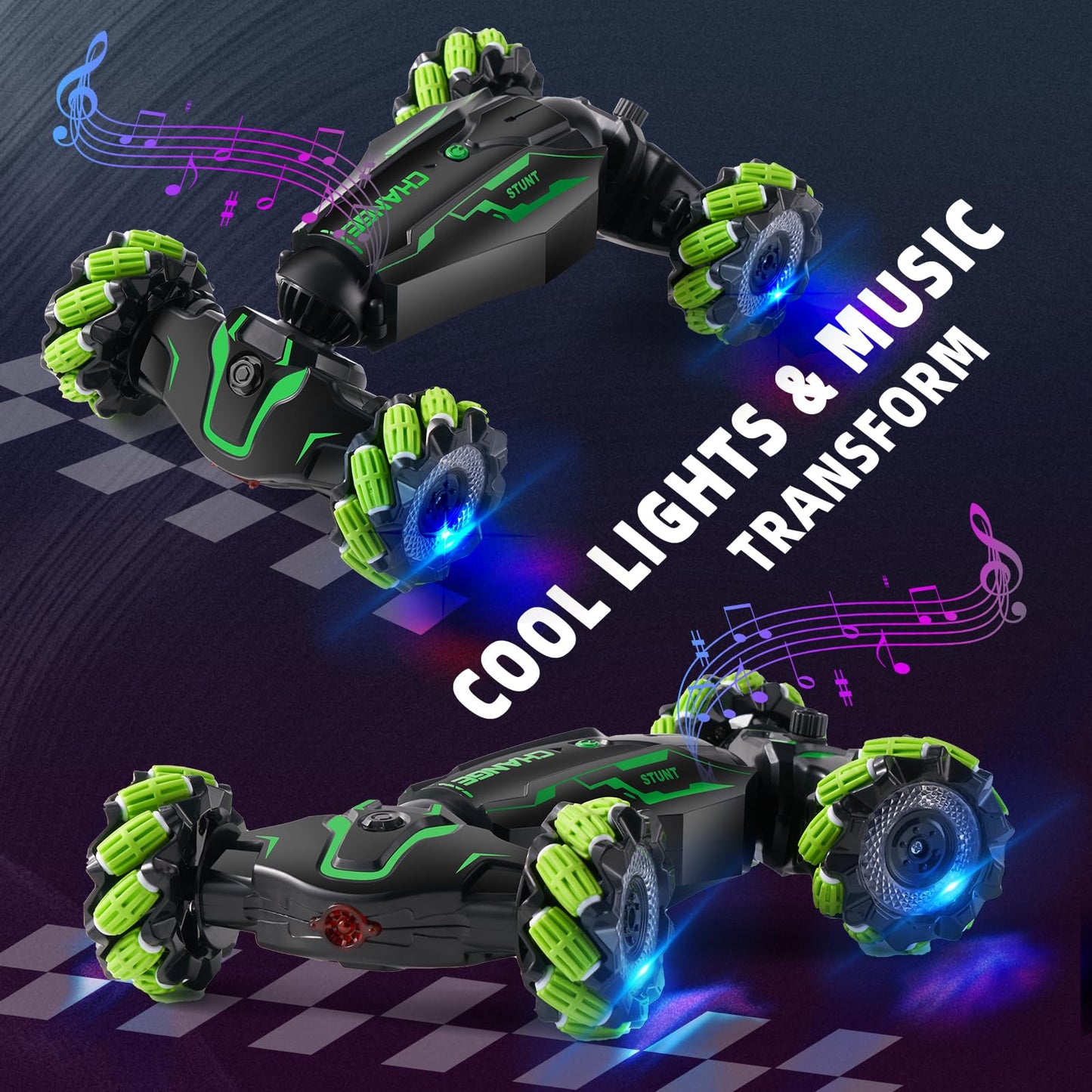 Kyanio Gesture Sensing RC Stunt Car with Light & Music & Spray - Remote Control Cars for Boys 8-12 Toys, Best Birthday Gift for Kids 6 7 8 9 10 11 12+ Years Old, Cool Hand Controlled Drift Fast RC Car