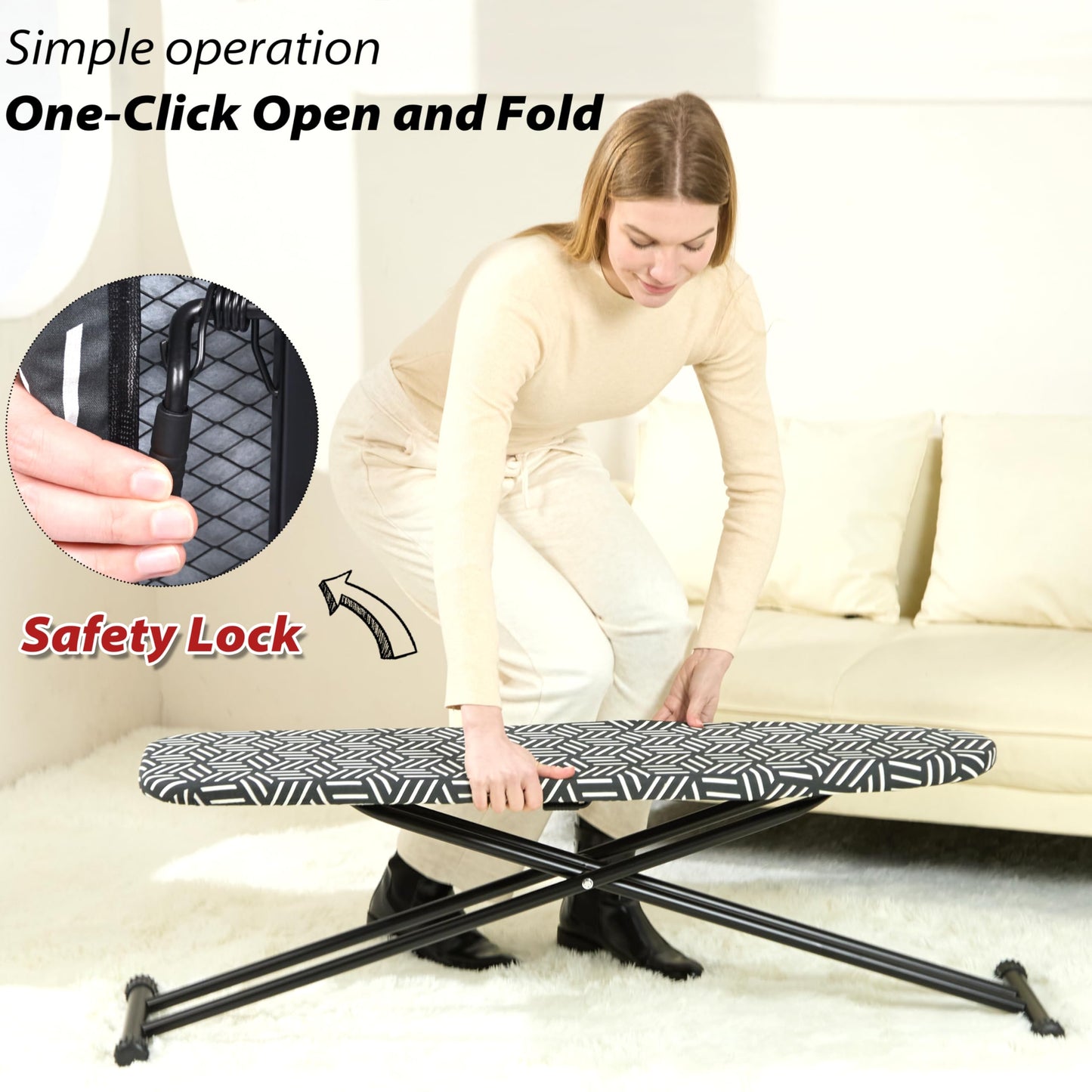 Ironing Board 43''x13'', 7 Adjustable Heights, Compact Design Saves Space