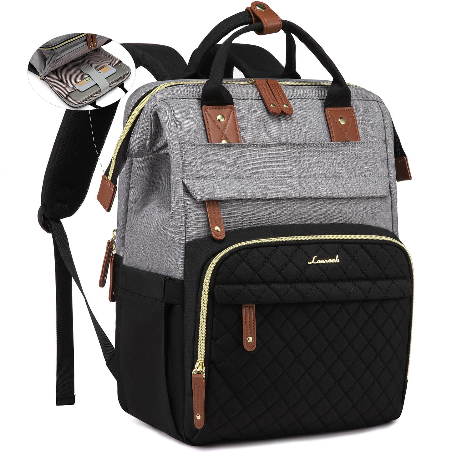 LOVEVOOK Laptop Backpack for Women, 15.6'' Waterproof Nurse Bag Teacher Work Backpack Purse for Women, Travel Computer Backpack for College Office Business Ladies