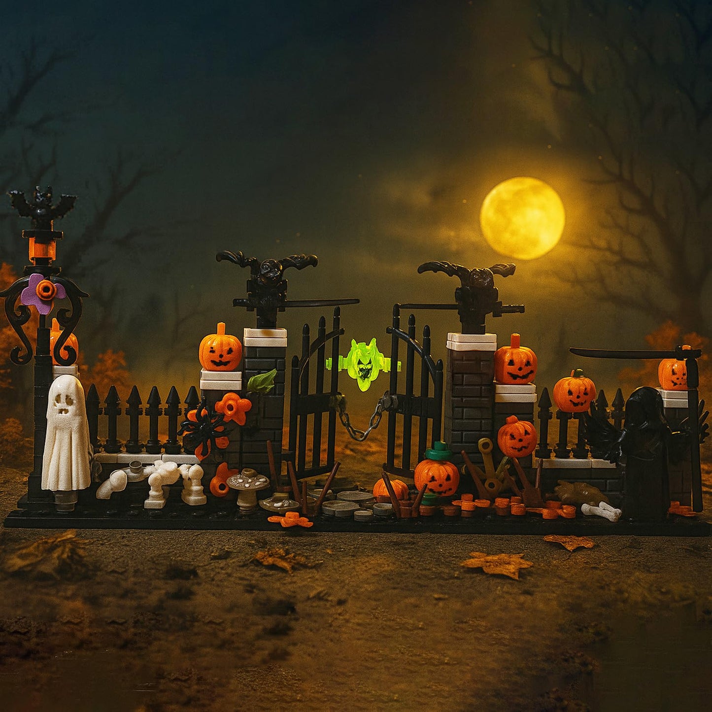 ILIEMOC Halloween Graveyard Building Blocks Set(258 PCS, 3 Set)– Haunted House DIY Bricks Kit Compatible with Lego 853792 Accessory, Spooky Zombies Theme, Gift or Souvenir for Kids Ages 6+