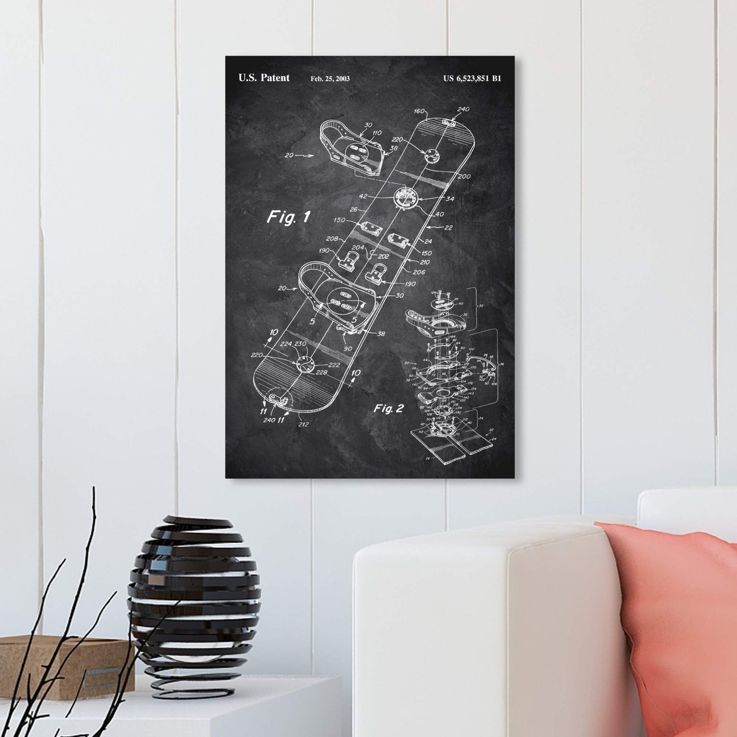 Wynwood Studio Sports and Teams Wall Art Canvas Prints 'Snowboard 2003 Chalkboard' Home Décor, 20x30