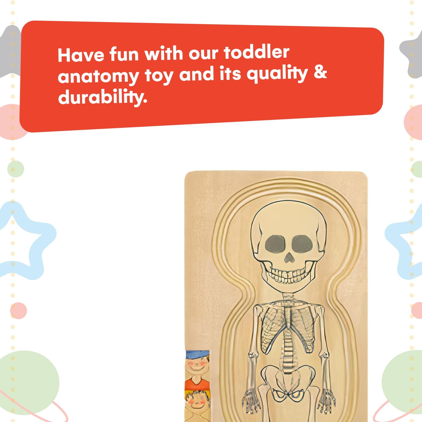 Kidzlane Wooden Human Body Puzzle for Kids and Toddlers | 29 Piece Boys Anatomy Play Set | Skeleton Toy for Ages 3+