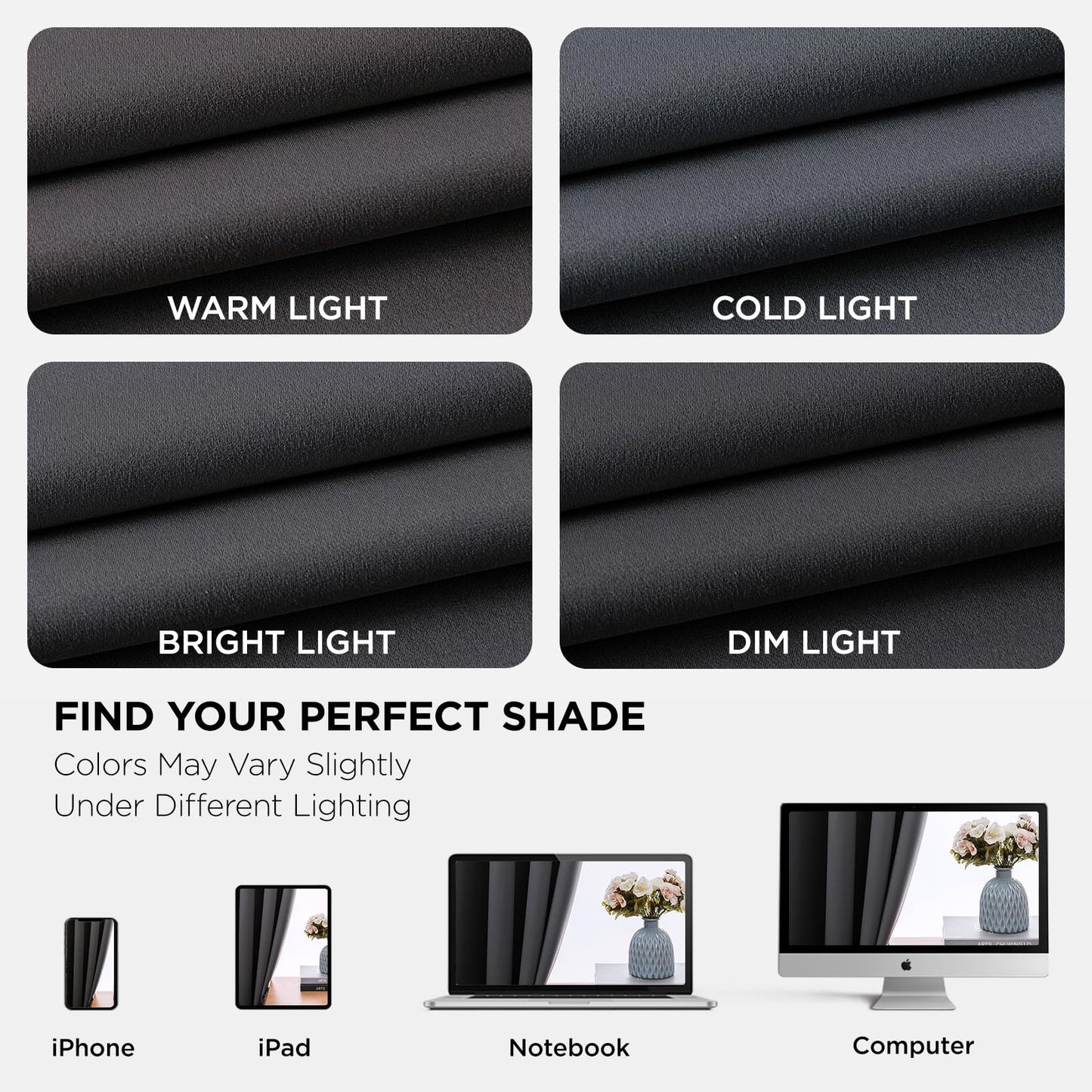 Joydeco Extra Long Curtains, Blackout Curtains 108 Inches Long 2 Panels Set, 108 Inch Curtains, Room Darkening Grommet Darpes for Living Room Bedroom Window (W52 x L108 Inch, Dark Grey)