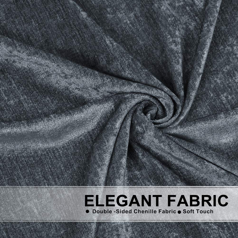 ELKCA Grey Chenille Window Curtains Valance for Living Room Curtain Waterfall Valance for Bedroom (W79 Inch, 1 Panel)
