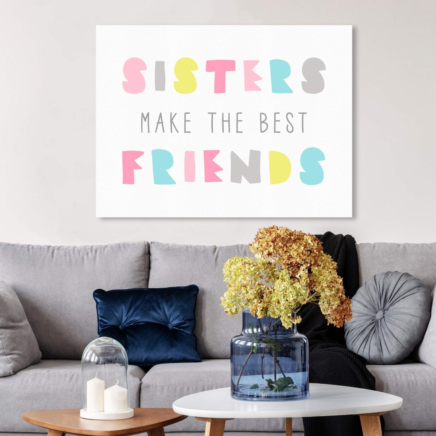 Wynwood Studio Typography and Quotes Wall Art Canvas Prints '27202 Best Friend Sisters Bright' Home Décor, 36 in x 24 in, Stretched 3/4 inch
