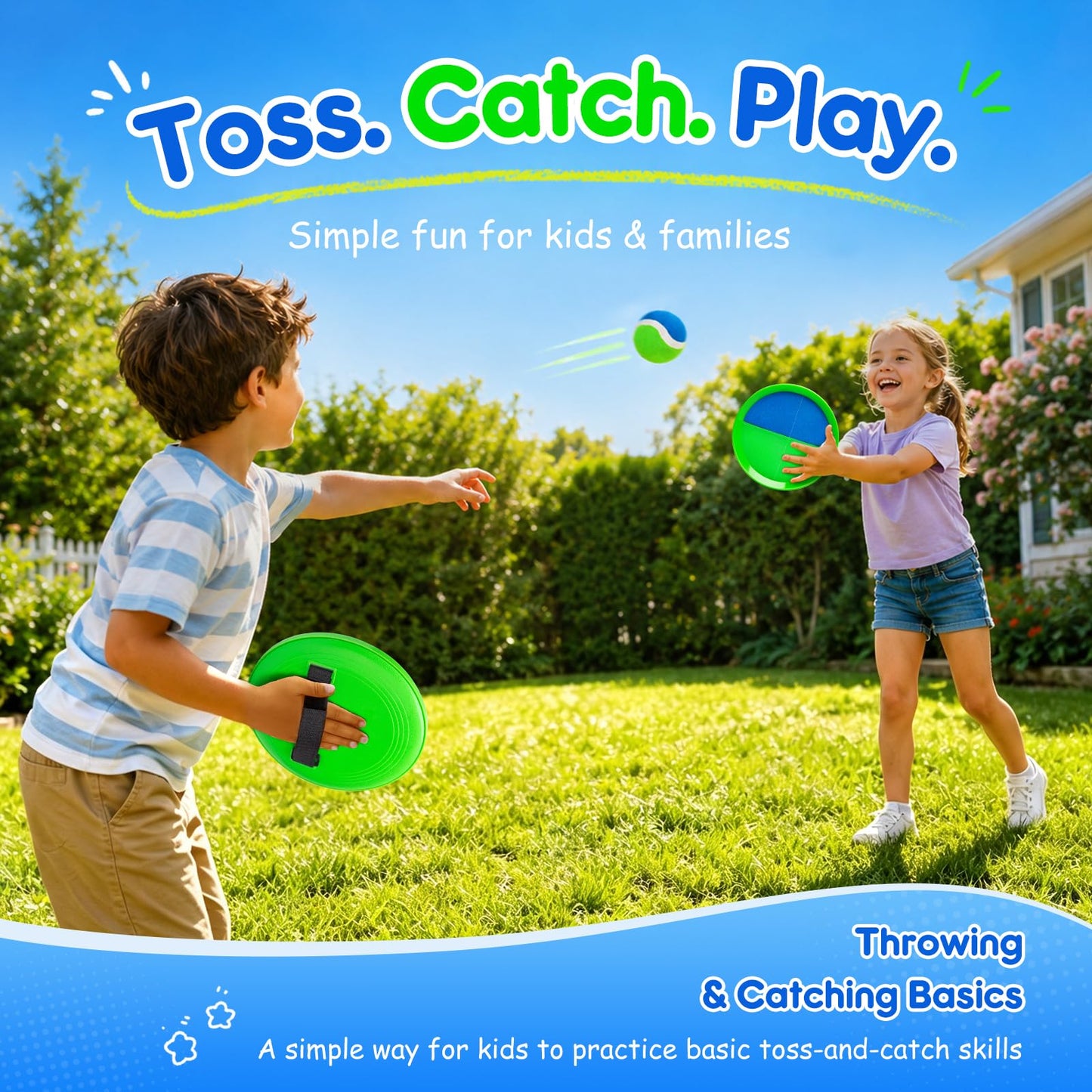 EVERICH TOY Upgraded Toss and Catch Ball Game Set, Kids Toy for Indoor Outdoor Beach Pool Yard Game, Classic Gift Easter Basket Sufferrs for Boys Girls 3 4 5 6 7 8 9 10 11 12+ Years Old
