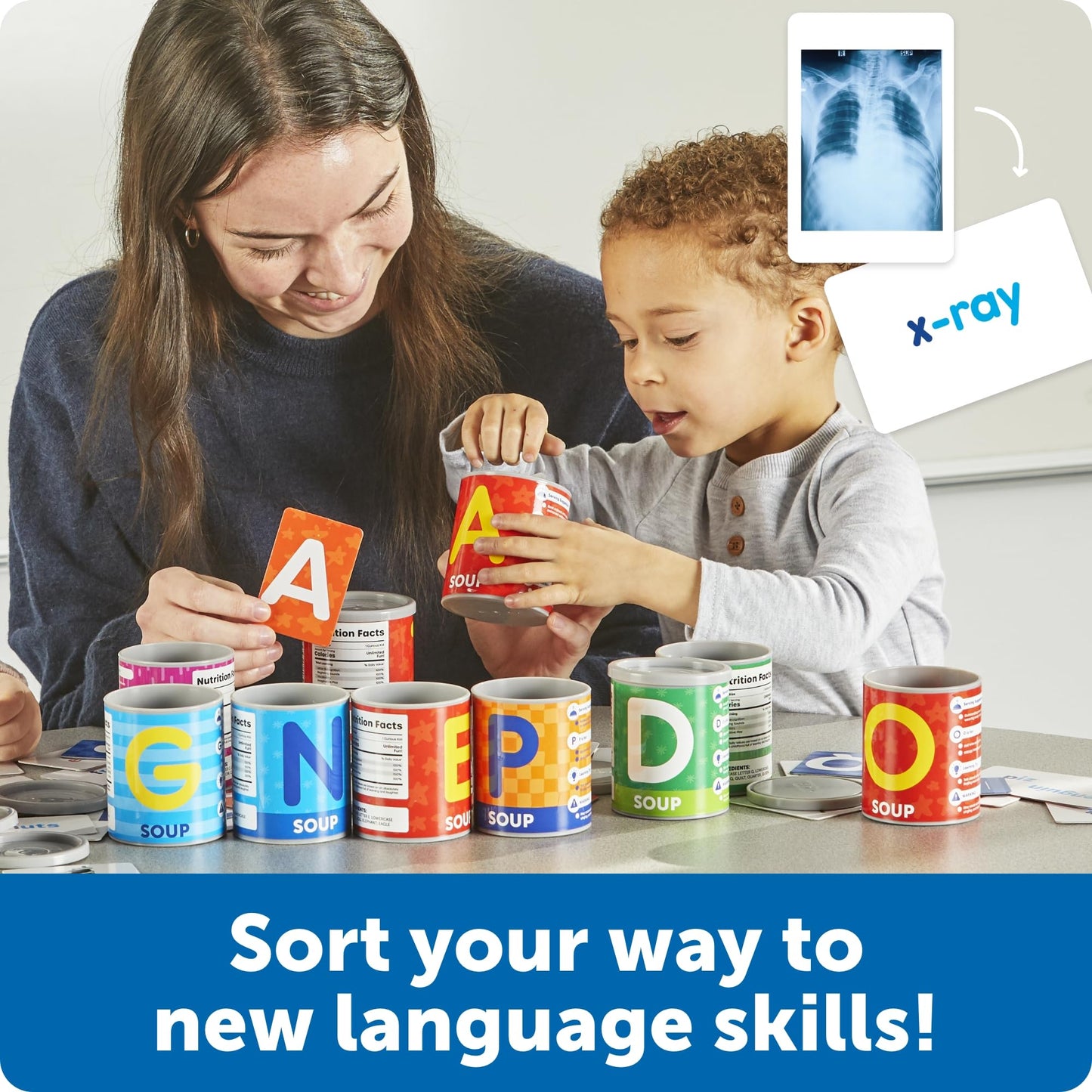 Learning Resources Alphabet Soup Sorters - Early Phonics Manipulatives, ABC Awareness Recognition, Reading Readiness, Language Development, Toddler Activities, Fine Motor Skills, Gifts for Kids